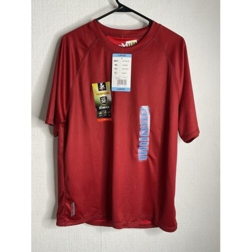 NWT ZeroXposur Sun Protection Quick UPF 50 Red Short Sleeve T-Shirt  Men L Kenia